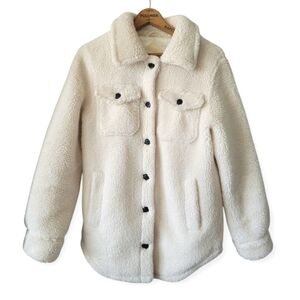 Steve Madden Sherpa Teddy Jacket Cream Small